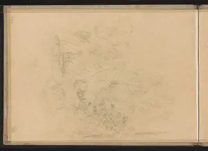Trees on a waterfront. Leaf 13 Verso from a sketchbook with 18 sheets