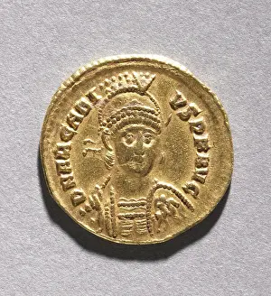 Byzantine Prints: Tremissis of Honorius (obverse)