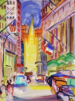 Financial Prints: Trinity Church, 2000, Richard H. Fox (b.1960/American), Watercolor on Paper
