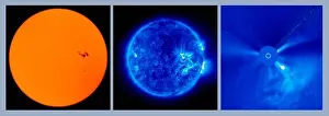Soho Prints: A trio of images showing activity at Active Region 652 on the Sun