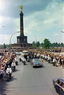 Route Prints: Trip to Europe: Germany, West Berlin: President Kennedy in motorcade with Willie Brandt