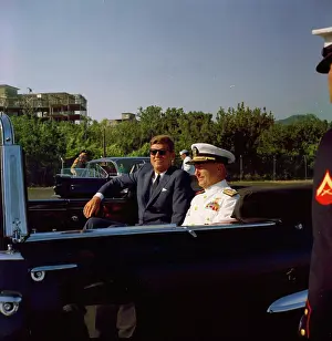 Remarks Prints: Trip to Europe: Italy, Naples: President Kennedy arrives at NATO (North Atlantic Treaty Organization) Headquarters
