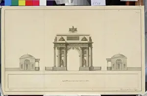 Cityscape Prints: Triumphal Arch by Tverskaya Zastava in Moscow by Bove (Bowe)
