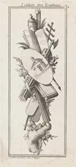 Crown Prints: Trophy with papal crown and cross staff; I Cahier des Trophes; Dessoint de la fashion Neuve au Gout Antique ()