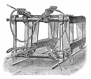 Engraved Image Prints: Tunneling the Hoosac tunnel: compressed air Burleigh Drill