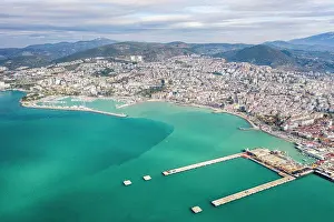 Nautical Prints: Turkey, Aydin, Kusadasi, Aerial view of sea and city