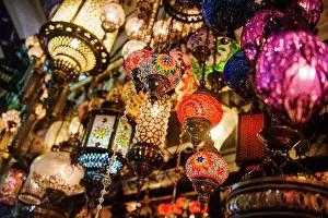 Lamps Prints: turkish lamps in the market, Istanbul, Turkey