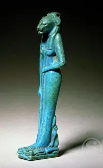 Egyptian Prints: Turquoise Glazed Compostion Statuette of Wadjet 400-300 B.C. Egyptian Art