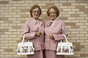 Red Hair Prints: Twin adult woman dressed alike