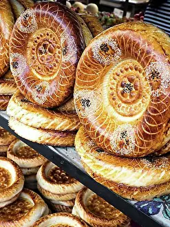 Kyrgyzstan Prints: Typical flatbread, bread, Kyrgyzstan, Asia
