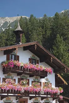 Balcony Prints: tyrol, austria, tyrolean house with flower boxes