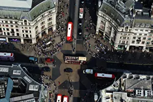 Westminster Prints: UK, London, Aerial view of traffic on Oxford Circus