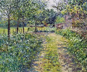 UK, Oxfordshire, Clanfield (Morning, July) by Charles Neal, oil on canvas, b.1951 British