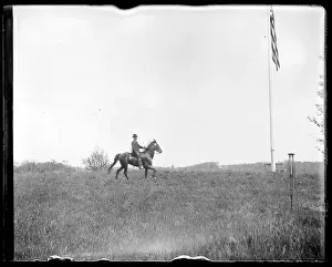 Unidentified horse and rider, People, Horses. Hingham Public Library Glass Slide Collection