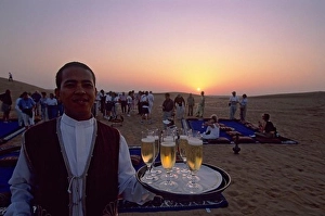 Evening Light Prints: UNITED ARAB EMIRATES, DUBAI DESERT CONSERVATION RESERVE, TOURISTS, CHAMPAGNE