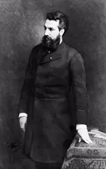 Sciences Prints: United States: 1882 A photograph of the 1882 painting of telephone inventor Alezander Graham Bell by Lobrichon