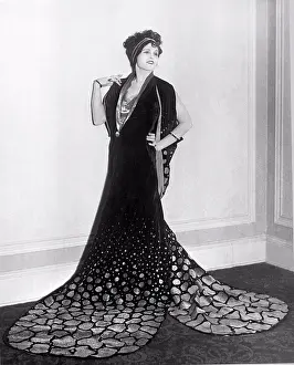 Fabric Prints: United States: c. 1928 Peggy Hamilton wearing a dress worn by actress Carmel Myers in the film