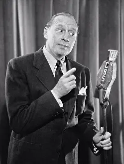 Communications Prints: United States: c. 1933 Jack Benny on a radio show at CBS