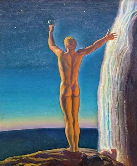 Nude Prints: To the Universe 1918 Oil on canvas; mounted on board by Rockwell Kent