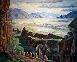 1881 Prints: The upper rift, 1923, by Jon Stefansson (1881-1962); Oil on canvas. Icelandic painting