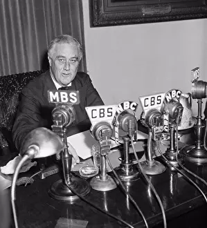 Communications Prints: U.S. President Franklin Roosevelt Broadcasting to Nation about European War Crisis