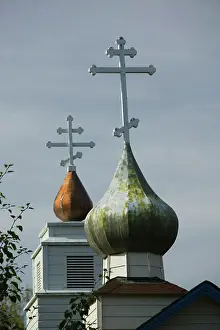Russian Orthodox Prints: USA, ALASKA, EKLUTNA: Eklutna Village Historical Park; Russian Orthodox Church