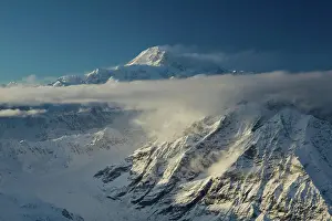 USA, ALASKA, INTERIOR, DENALI NATIONAL PARK: Mt. McKinley (Denali), Aerial View / Winter