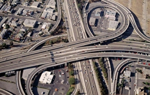 Usa, California, Los Angeles, Aerial View Over The Freeway