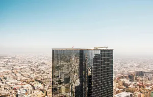 Downtown District Prints: USA, California, Los Angeles, Aerial view of skyscraper
