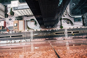 Downtown District Prints: USA, California, Los Angeles, High angle view of office buildings
