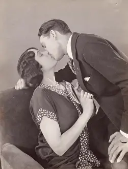 Kissing Prints: USA, Claud Buchanan and Mona Palma learning right and wrong method of kissing for movies