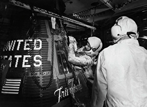 Space Suit Prints: USA, Florida, Cape Canaveral, Astronaut John Glenn at Friendship 7