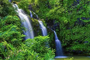 Blurred Motion Prints: USA, Hawaii, Maui, Waikani Falls