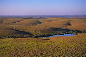 Aerial Photo Prints: USA, KANSAS, FLINT HILLS, NEAR COTTONWOOD FALLS, AERIAL VIEW OF TALLGRASS PRAIRIE