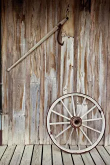 Wagon Prints: USA, Louisiana, Eunice. Old wagon wheel