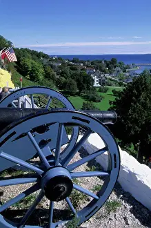 Fortifications Prints: USA, Michigan, Lake Huron, Mackinac Island, Fort Mackinac, Cannon