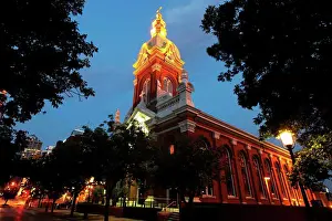 Sundown Prints: USA, Missouri, Kansas City, Gold dome of Cathedral of Immaculate Conception