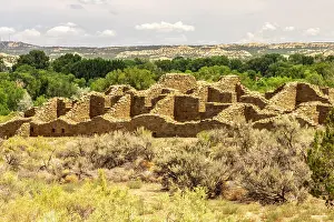 New Mexico Prints: USA, New Mexico, Aztec Ruins National Monument. Ancient Indian ruins