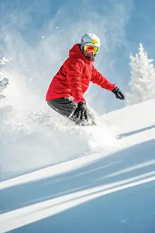 Model Release Prints: Usa, New Mexico, Santa Fe, snowboarding. (MR)
