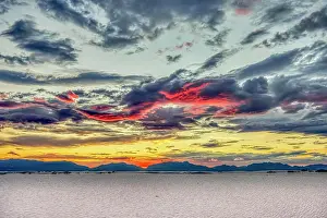 Lord Prints: USA, New Mexico, White Sands National Park. Sunset over desert
