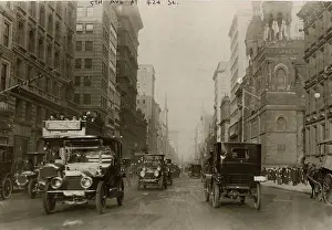 City Living Prints: USA, New York City, Traffic At 5th Avenue And 42nd Street