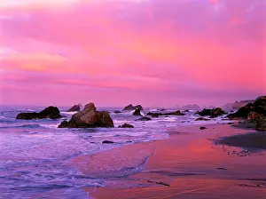 Geological Prints: USA, Oregon, Harris State Beach, Brookings. Sea stacks at dawn