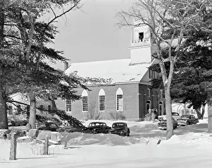 Cold Temperature Prints: USA, Swansea, New Hampshire, church in winter