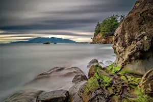 USA, Washington, Bellingham. Landscape abstract of ocean and shoreline