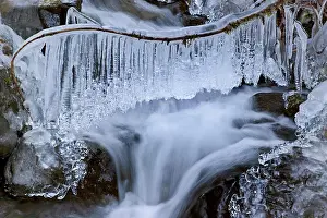 Jaynes Gallery Prints: USA, Washington, Olympic National Park. Icy winter waterfall in Dosewallips River Valley