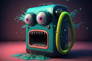 Home Prints: Vacuum cleaner cute and funny monster in the room