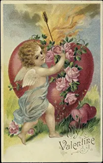 Cards Prints: My Valentine C. 1900 Nostalgia Cards Illustration