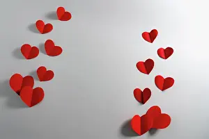Greeting Prints: Valentine card with red heart on white background, abstract, fla