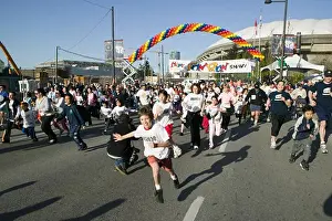 Race Prints: Vancouver Sun Fun Run Kids and Parents 2.5km Event. Start of Race