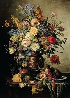 Bunch Of Flowers Prints: Vase of flowers, by Francesco Malacrea (1812-1866)